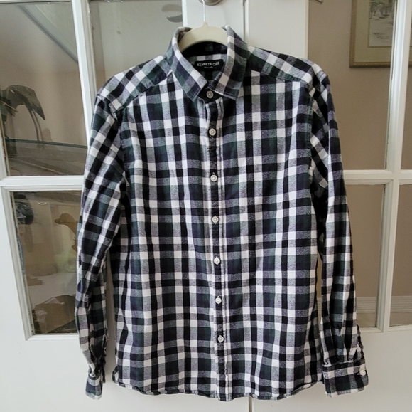 Kenneth Cole New York Green & Navy Flannel Shirt - Picture 8 of 12